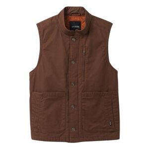 Prana x PrimaLof Trembly Insulated Vest Stout Brown Cotton Canvas Button Front X
